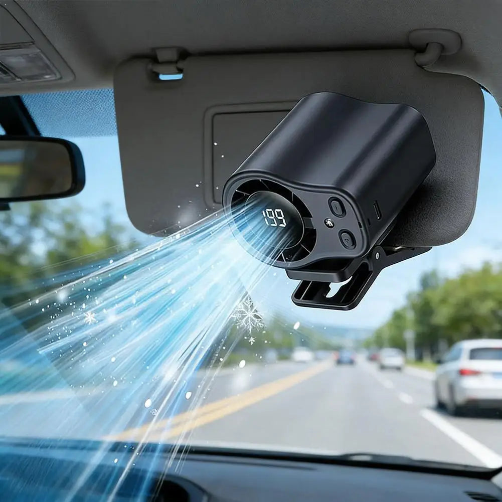 Experience Ultimate Comfort with Our USB Rechargeable Clip-On Car Fan - 360° Rotation, LED Display, and Whisper-Quiet Airflow Perfect for Travel, Camping, and Office Use